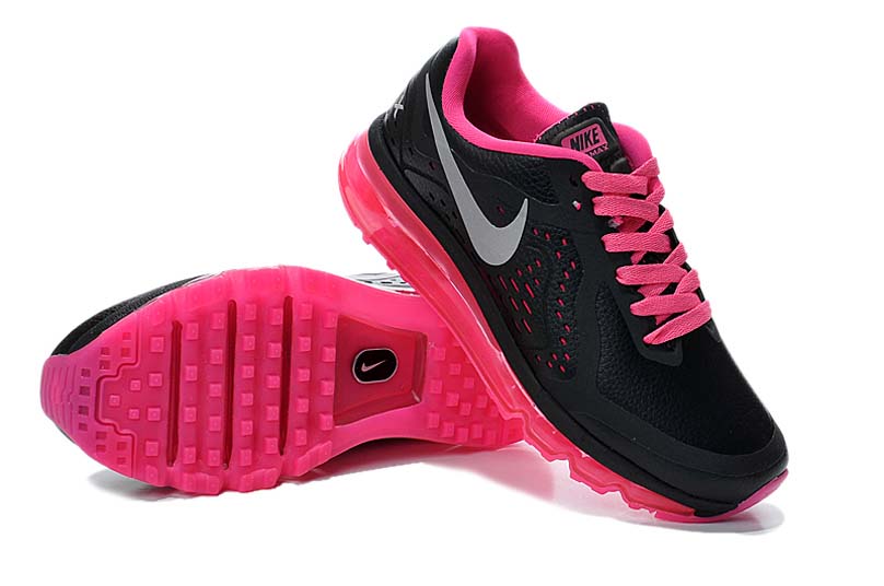 nike air max 2014 cuir chaussure de course femmes noir rose (1)